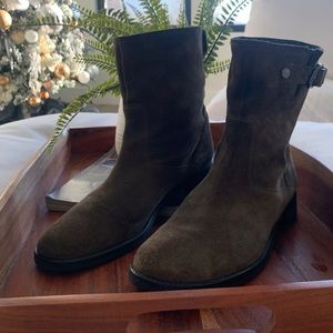 Via Spiga Olive Green Suede Bootie